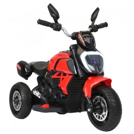 TOBBI 6V Kids Electric Motorcycle Pedal Ride On Bicycle Toy w/Music, LED Lights, USB, TF 3 Wheel Motorbike Vehicles Red