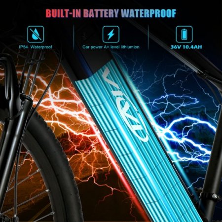 Vivi 26inch 350W 21-Speed 3 Working Modes Electric Bike Folding Adult Bikes 20 MPH Commuter and Mountain Electric Bicycle with 36V/10.4Ah Lithium Ion Battery, LED Headlight, 35-mile Range