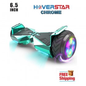 Bluetooth Hoverboard 6.5" UL 2272 Listed Bluetooth Two-Wheel Self Balancing Electric Scooter with LED Light Chrome Turquoise