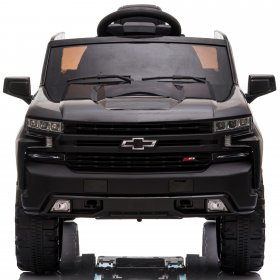Kidzone 12V Battery Powered Licensed Chevrolet Silverado Trail Boss LT Kids Ride On Truck ATV Car, Toddler Electric Vehicles Toys w/ Remote Control, MP3/Bluetooth, Spring Suspension, LED Light, Black