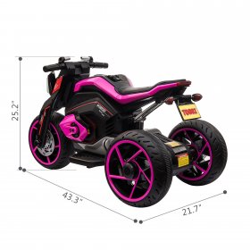 Tobbi 12V Kids Ride on Motorcycle with Horns, LED Headlight, Battery Powered Ride on Electric 3 Wheel Motorbike, Rose Red