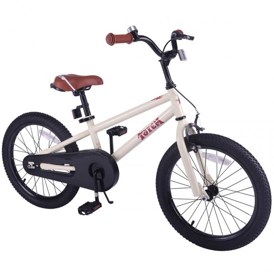 18 Inch Kids Bike, Boys Girls Kids Bike with Kickstand, Child Bike Kids Bike for 5-9 Years Old, 43\"-59\", Ivory