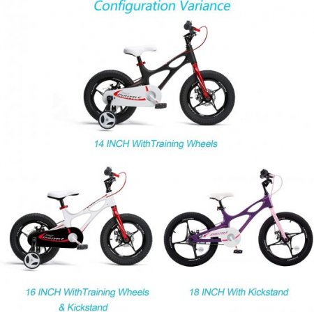 RoyalBaby Kids Bike Boys Girls Space Shuttle Purple 16 Inch Magnesium 2 Hand Disc Brakes Training Wheels and Kickstand