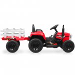 Kidzone 12V Kids Ride On Electric Tractor With Trailer W/LED Lights USB & Bluetooth, Red