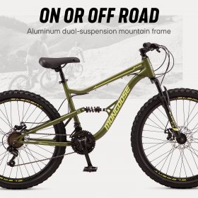 Mongoose Bash Suspension Mountain Bike, 21 Speeds, 26 In. Wheels, Green