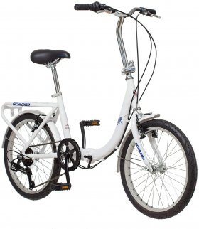 Schwinn Adult Folding Bike, 20 In. Wheels, Rear Carry Rack, White
