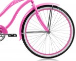 Micargi ROVER GX 26" Beach Cruiser Coaster Brake Single Speed Stainless Steel Spokes One Piece Crank Alloy Pink Rims 36H With Fenders