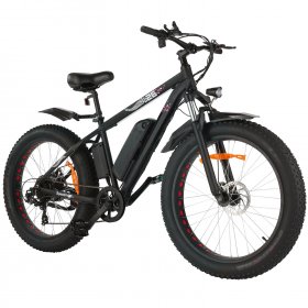 Upgrade Electric Bike 48V 500W Fat Tire Electric Bike Men Bike 26", 48V 10Ah Removable Battery and Professional 7 Speed