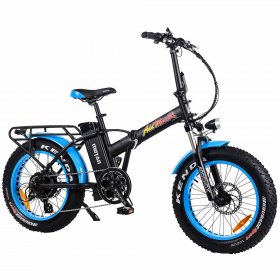 20" 48V 16Ah 750W Foldable E-bike, Folding Fat Tire Electric Bike, Addmotor M-150 P7, Blue