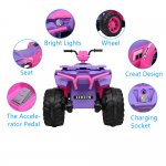 Kids Ride-On ATV, Dual Drive 4 Wheels ATV, Electric Kids Ride-On Toys, Beach Bike with LED Headlights, MP3 Player, Radio, 12V Battery Powered Toddler ATV, Ride-On ATV Toy for Boys/Girls, Pink