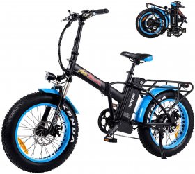Addmotor 20" Foldable Adjustable Electric Mountain Bike, Blue