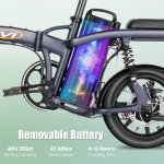 48V 20Ah Electric Bike, 14" Folding Electric Bicycle, 45 Miles Range Hybrid Bike, Waterproof Mini Bikes with Dual Disc Brakes, 350W Motor, E-Bike for Adults Teens E-Bike with Pedals