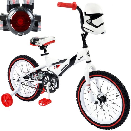 Huffy 31627 Star Wars Stormtrooper Boys\' Bike with Training Wheels 16-inch Bundle with Veglo Commuter X4 Wearable Rear Light System