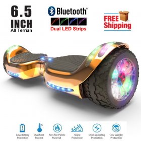 Hoverboard All-Terrain LED Flash Wide All Terrian Wheel with Bluetooth Speaker Dual LED Light Self Balancing Wheel Electric Scooter Chrome Rosegold,Hoverboard All Terrain Wide Wheel Electric Scooter