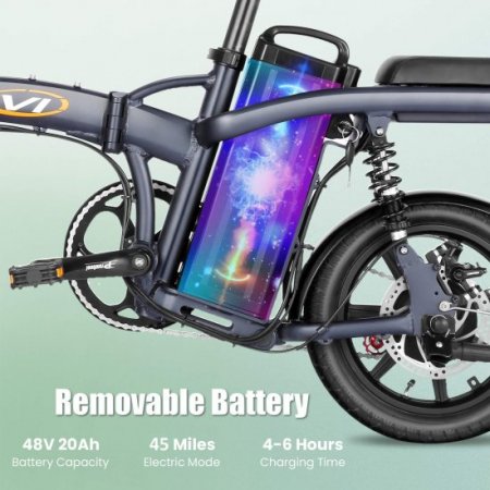 20AH/350W Folding Electric Bike, Electric Commuter Bicycle, Adult/Teens Ebike, Pure Electric 45 Miles, Three Riding Mode, Cruiser Bike with 48V Lithium-Ion Battery