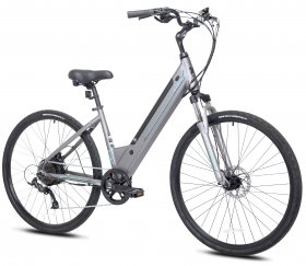 Kent Bicycles Electric Pedal Assist Step-Through Bike, 700C Wheels, Gray E-Bike