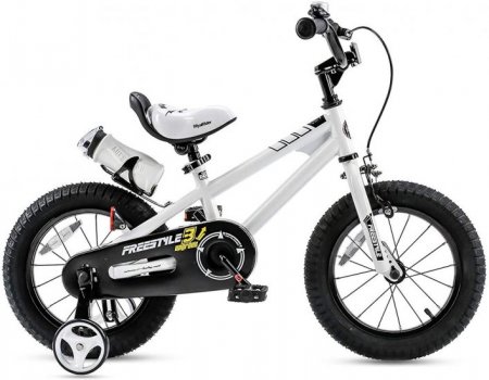 RoyalBaby Kids Bike Boys Girls Freestyle Bicycle 16 inch with Training Wheels,16 inch with Kickstand Child's Bike White