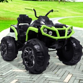 12V Battery Powered Kids Electric Cars, 4 Wheeler Ride on Car with 2 Speed Modes, Battery Powered Electric ATV Realistic Toy Car, Easy Button, MP3 Player, Built-in USB, LED Headlights, Horns