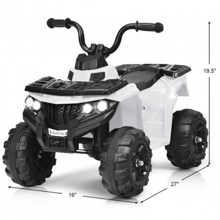 Costway Kids Ride On ATV Quad 4 Wheeler Electric Toy Car 6V Battery Power Led Lights