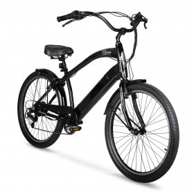 Hyper Bicycles Pedal Assist Men's Electric Cruiser Bike, 26" Wheels, Black
