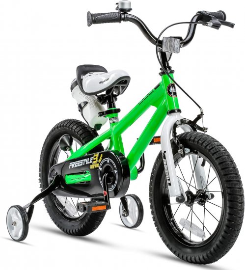 Royalbaby Freestyle Green 16 In. Kids Bike Boys And Girls Kids Bicycle With Training wheels and Kickstand