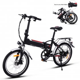20"Folding Electric Bike, 36V 250W E-Bike with Removable Lithium-Ion Battery for Adult 7 Speed Gear and 3 Working Modes