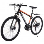 WMHOK-Black 26in Bicycle Carbon Steel Mountain Bike Suspension MTB