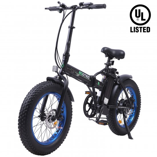 ECOTRIC 20\" Powerful Folding Electric Bicycle Fat Tire Alloy Frame 500W 36V/12.5AH Lithium Battery Ebike Rear Motor LED Display (Black) - UL Certified