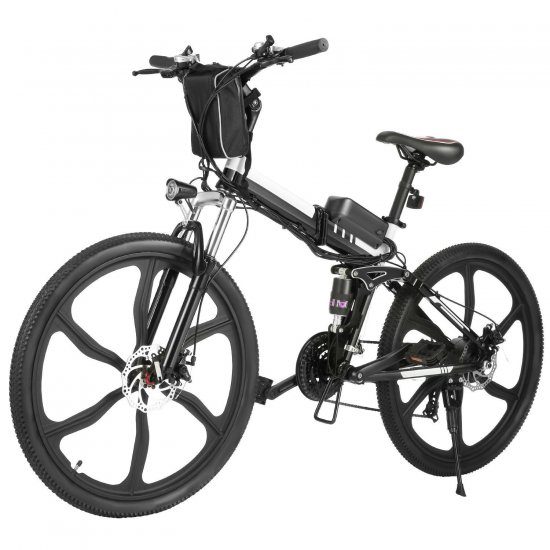 26\'\'3Woking Models Foldable Electric Bike With Super Lightweight Magnesium Alloy 6 Spokes Integrated Wheel, Large Capacity Lithium-Ion Battery (36V 350W), Double Layer Aluminum Alloy Wheel for Men