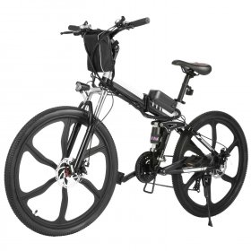 26'' 350W Folding Commuter Bike Max 20MPH Proable Lightweight Electric Bike Ebike with 36V 8Ah Battery for Youth Adults & Dual-Disc Brakes, LED Light and Horn