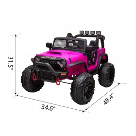 Tobbi 12V Kids Ride On Car 2 Seat Motorized Truck Electric Battery Powered Vehicles with Remote Control, Wheels Suspension, 3 Speeds, LED Lights, Rose Red