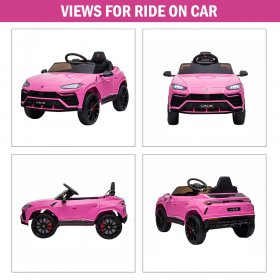 12V Kids Ride On Car with Remote Control, Licensed Lamborghini Electric Cars Motorized Vehicles for Girls Boys, Battery Powered Cars Birthday Gifts with Headlights, MP3, USB, Seat Belt, Pink