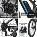 500W E-Bike 27.5 inch 21 Speeds Mountain Bicycle with Disc Break,Brushless Motor,Max 22MPH,10AH Large Capacity Battery Bike for Adults,Men,Women