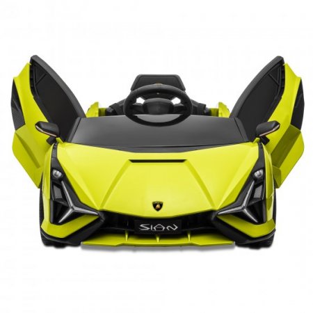 Kidzone Kids 12V Electric Ride On Licensed Lamborghini Sian Roadster Motorized Sport Vehicle With 2 Speed, Remote Control, Wheels Suspension, LED lights, USB/Bluetooth Music, Engine Sounds, Green