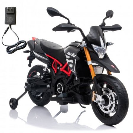 Tobbi Kids Ride on Motorcycle Aprilia Licensed 12V Electric Powered Motor Bike W/Training Wheel, Spring Suspension, Lights, MP3, for 3-6 Years Old Boys & Girls Gift Black