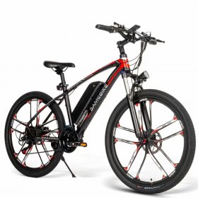 Electric Bike, 26" Adults Electric Mountain Bike, 350W Electric Commuter Bike with 48V 8Ah Battery, 18.63 Mph, Dual-Disc Brakes, UP to 49.68 Miles