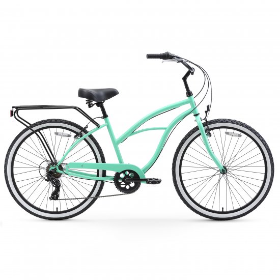 sixthreezero Around The Block Women\'s 7-Speed Beach Cruiser Bicycle, 24\" Wheels and 17.5\" Frame, Mint Green