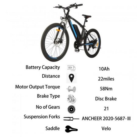 27.5 inch Electric Bike for Adults 500W Electric Bicycle Electric Mountain Bike, 20MPH Ebike with Removable 10/ Battery, Professional 21/24 Speed Gears 7 Speeds