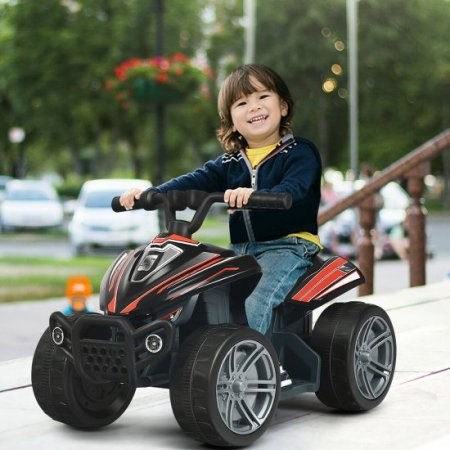 Costway 6V Kids 4-Wheeler ATV Quad Battery Powered Electric Ride On Car Toy, Black