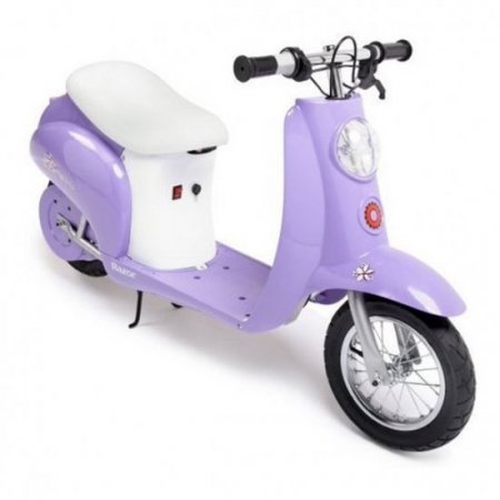 Razor Pocket Mod Betty 24V Electric Scooter (Purple) & Youth Helmet (Black)