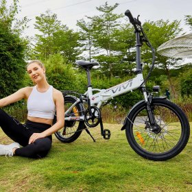 VIVI 20'' Folding Electric Bike, 350W Electric Commuter Bike, City Lightweight Electric Bicycle, Height Adjustable Ebike with 36V 8Ah Removable Lithium-Ion Battery