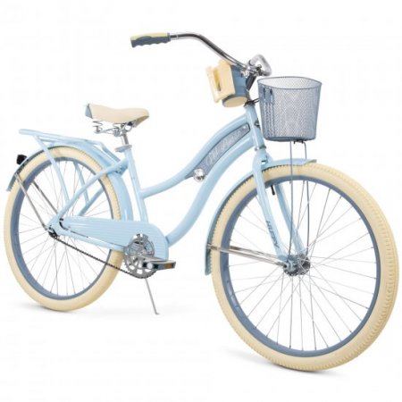 Huffy, Nel Lusso Classic Cruiser Bike with Perfect Fit Frame, Women's, Light Blue, 26 In.