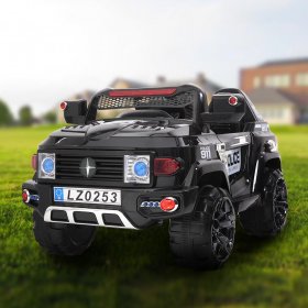 Zimtown Kids Ride On Car Off-Road Police Electric Car Double Drive 12V Battery Motorized Vehicles Children's Best Toy Car Safe w/ Remote Control, 3 Speeds, Music, Seat Belts, LED Lights