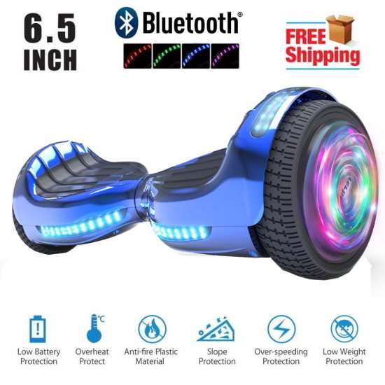 TOP LED 6.5\" Hoverboard Two Wheel Self Balancing Scooter Chrome BLUE