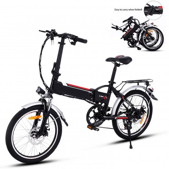 20\"Folding Electric Bike, 36V 250W E-Bike with Removable Lithium-Ion Battery for Adult 7 Speed Gear and 3 Working Modes