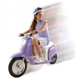 Razor Pocket Mod Betty 24V Electric Scooter (Purple) & Youth Helmet (Black)