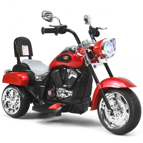 Costway 3 Wheel Kids Ride On Motorcycle 6V Battery Powered Electric Toy Red