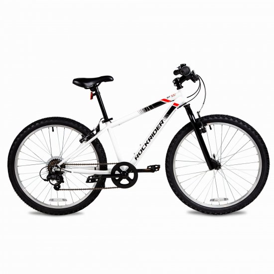 Decathlon - Rockrider Mountain Bike ST100, 24\", White, Kids 4\'5\" to 4\'11\"