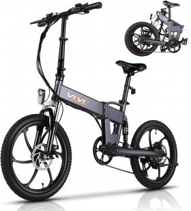 VIVI 20'' Electric Folding Bike, Adult Mountain Electric Bike, 350W Electric Bicycle City Lighting EBike with 36V/10.4Ah Lithium-Ion Battery, MAX 20MPH, 33-mile Range for Adult Teens