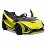 Kidzone Kids 12V Electric Ride On Licensed Lamborghini Sian Roadster Motorized Sport Vehicle With 2 Speed, Remote Control, Wheels Suspension, LED lights, USB/Bluetooth Music, Engine Sounds, Green
